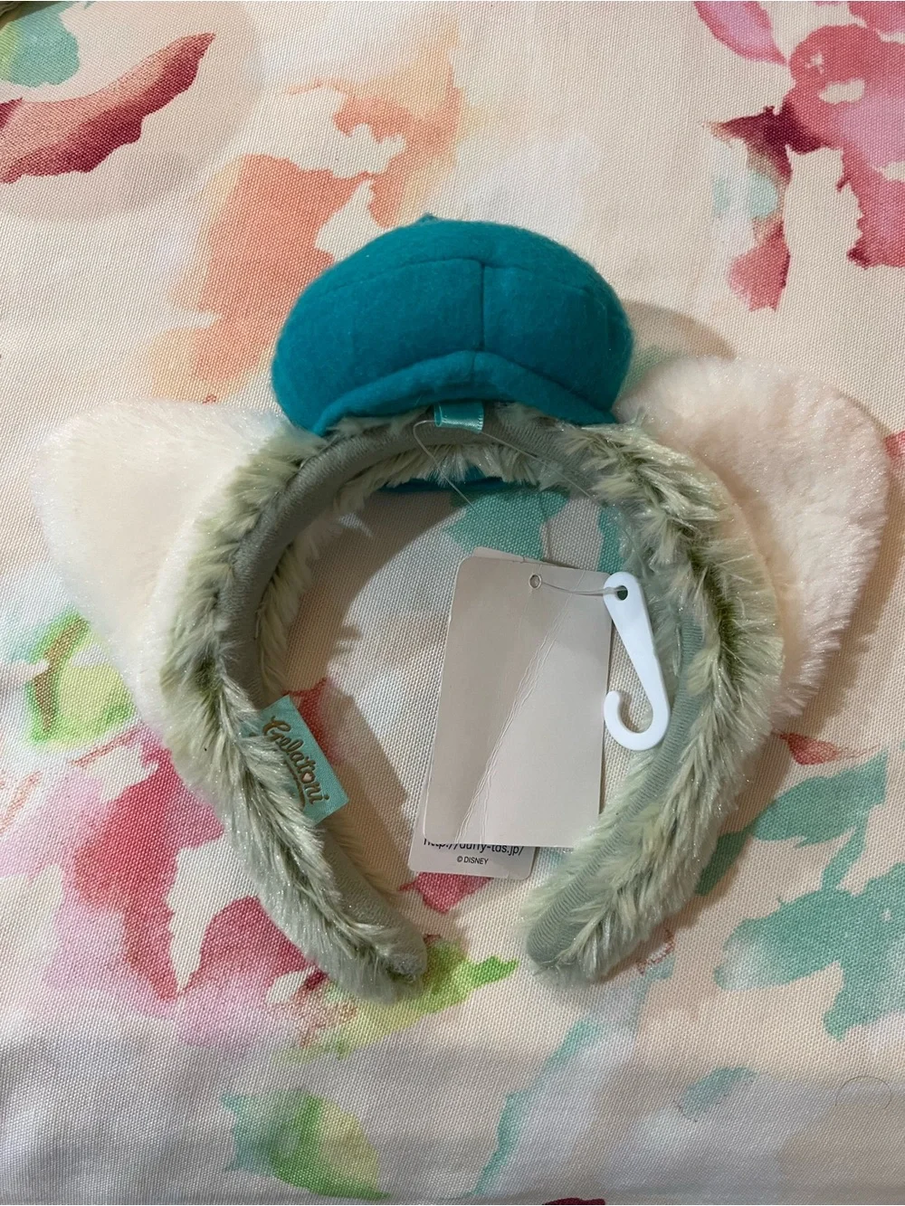 Disney Duffy Teal Beret Ear Headband with Pink Lined Ears